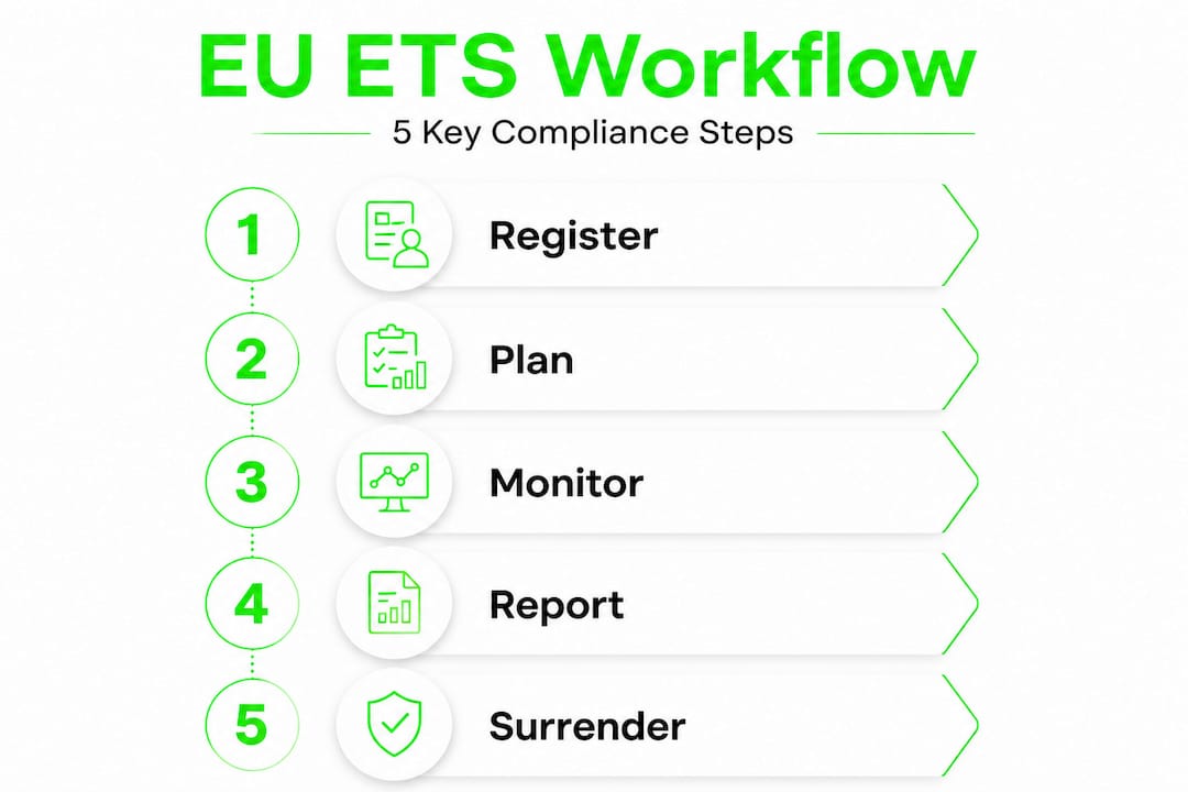 Infographic showing EU ETS workflow steps