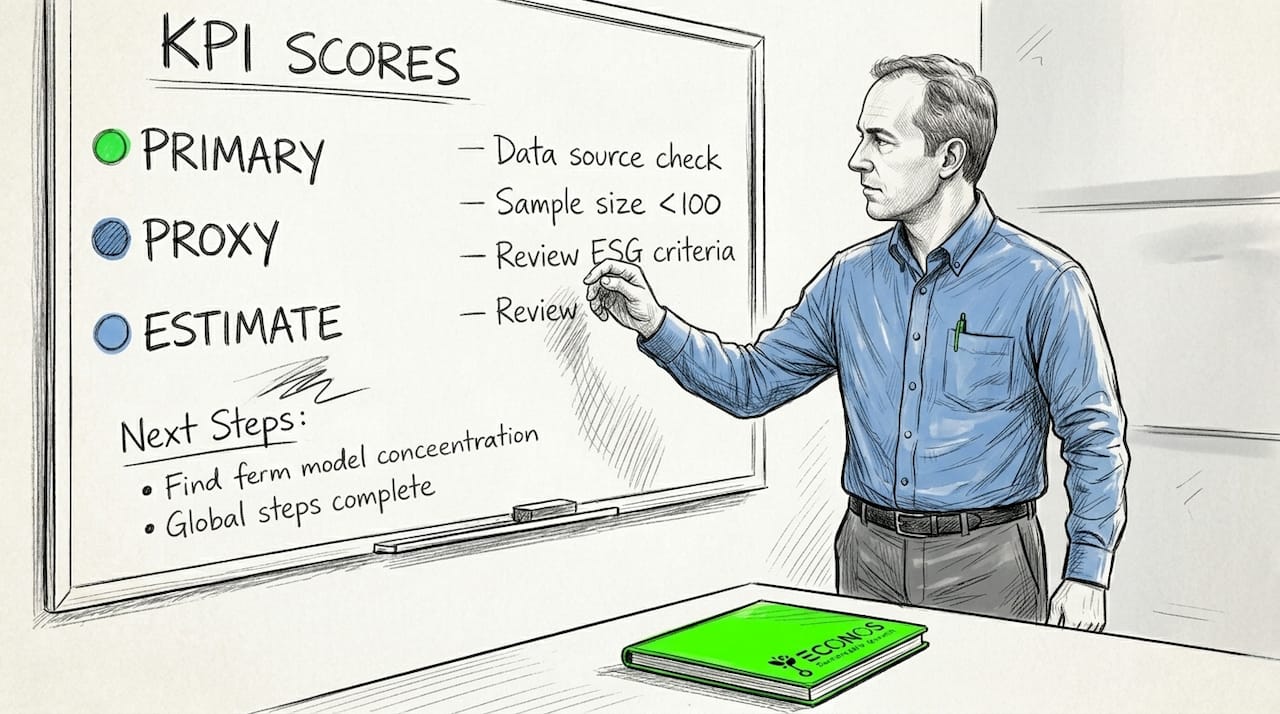 Analyst rating KPI data quality on whiteboard