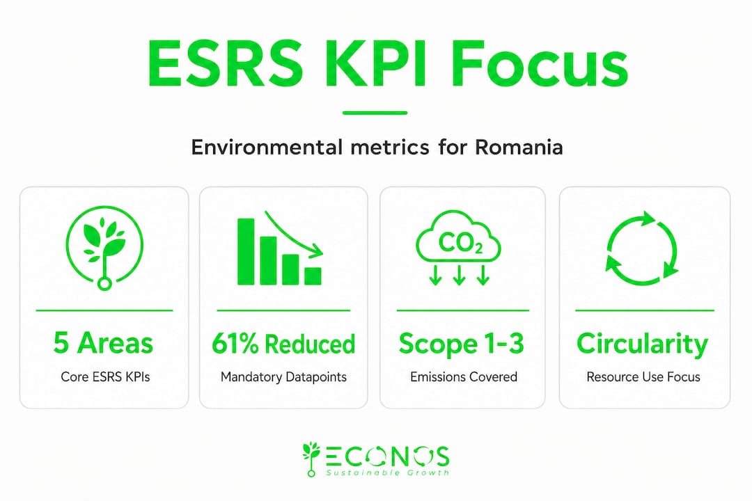 Infographic highlighting ESRS environmental KPI stats