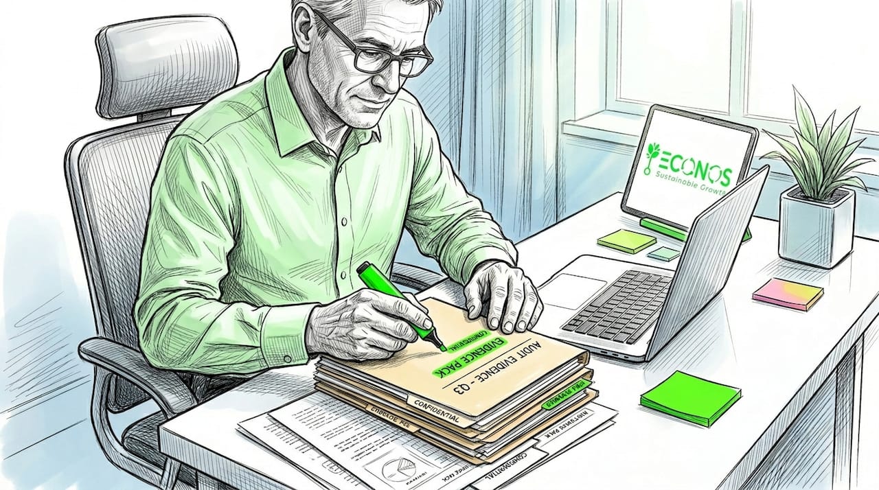 Man compiling audit evidence folder pack