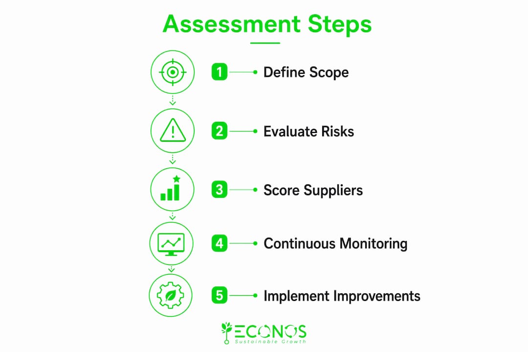 Infographic showing supply chain assessment steps
