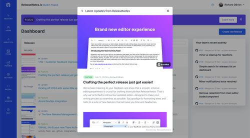 ReleaseNotes - Product ReleaseNotes & Changelog software