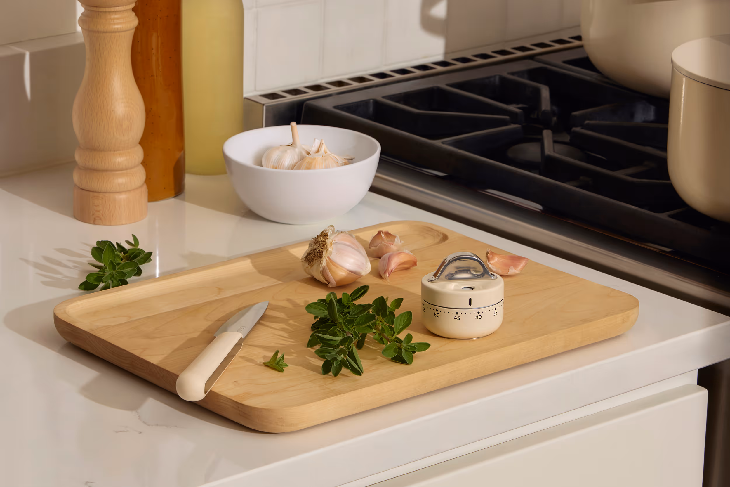 Caraway Kitchen Timer in a kitchen.