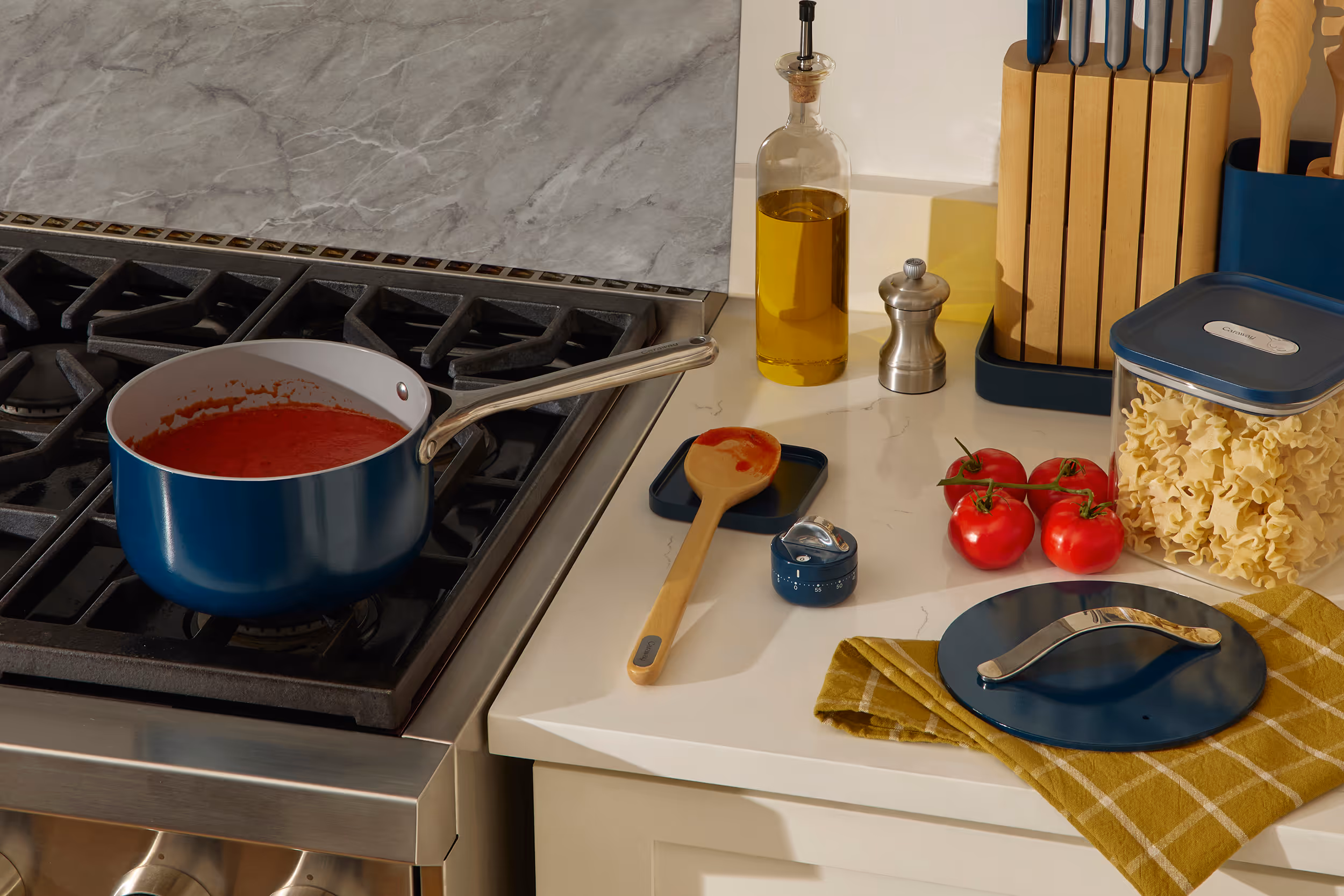 Caraway Kitchen Timer in a kitchen.