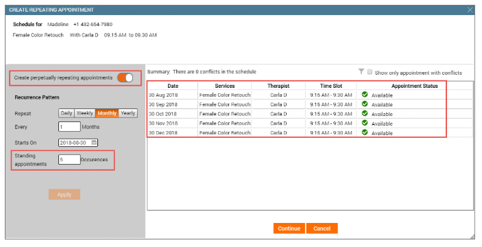 About Repeating Appointment Page