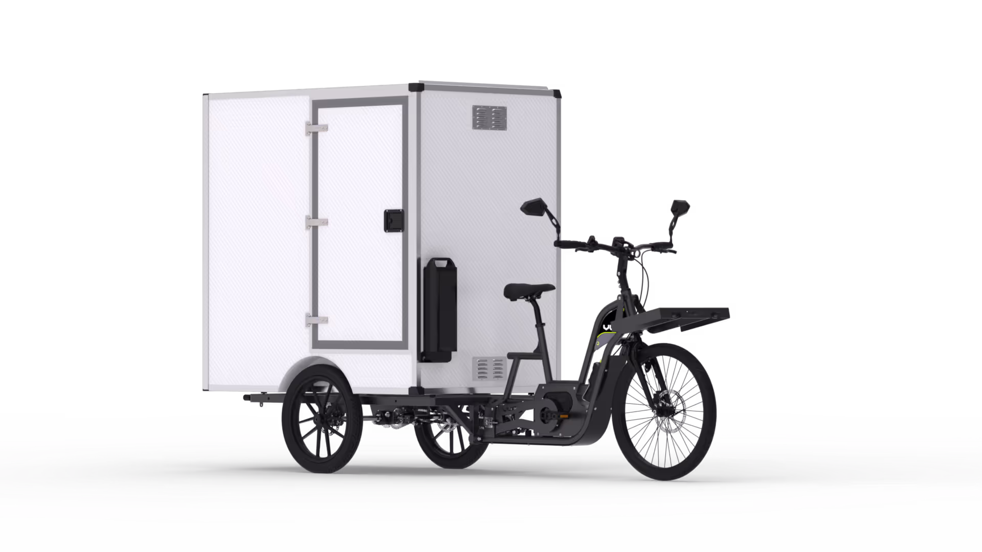 vue isométrique du triporteur Poly sur un châssis xxl fit