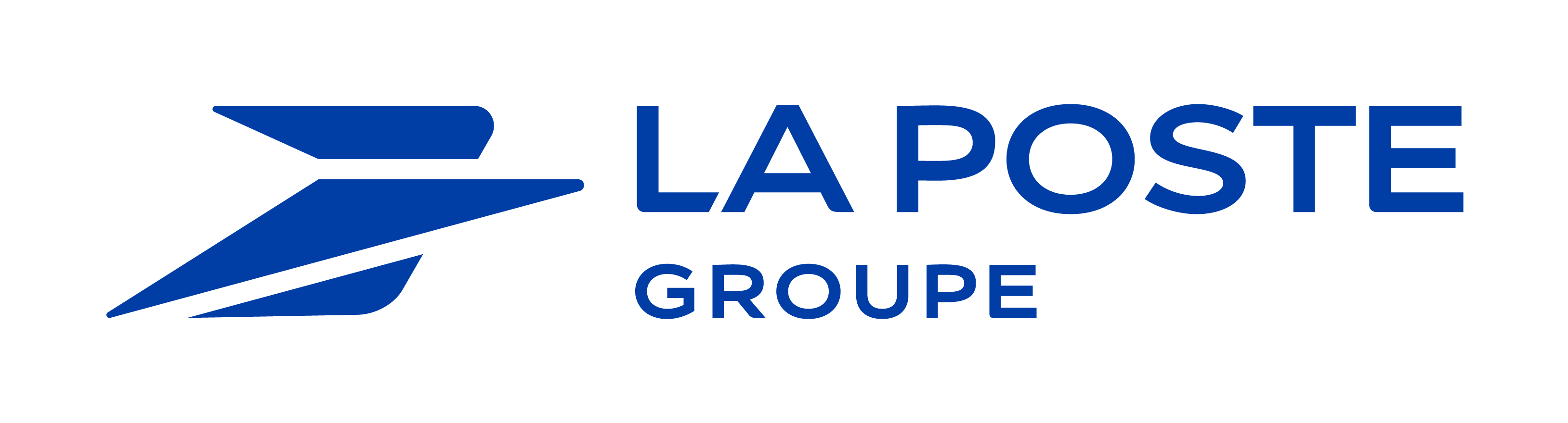 La Poste group logo with a stylized blue symbol to the left of the text.