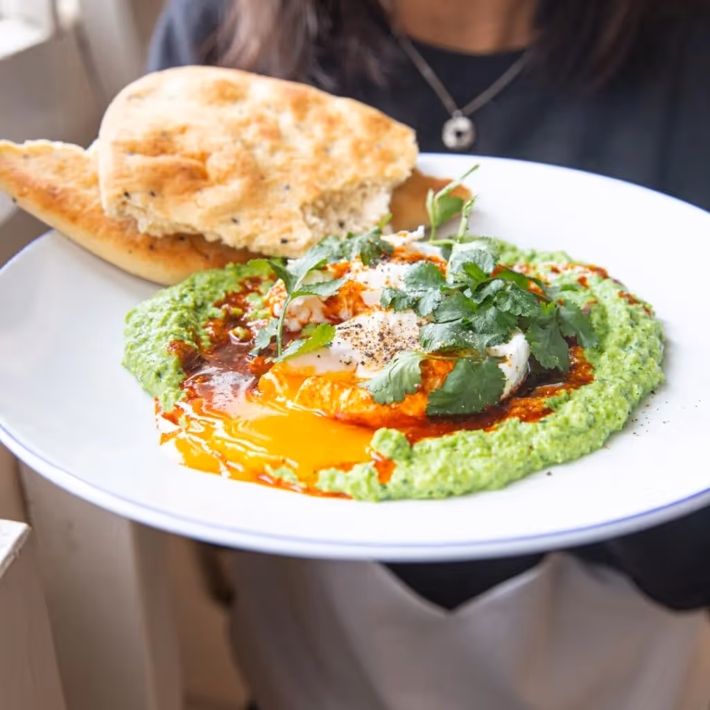 Pea and Mint Turkish-Style Eggs with Chilli Butter