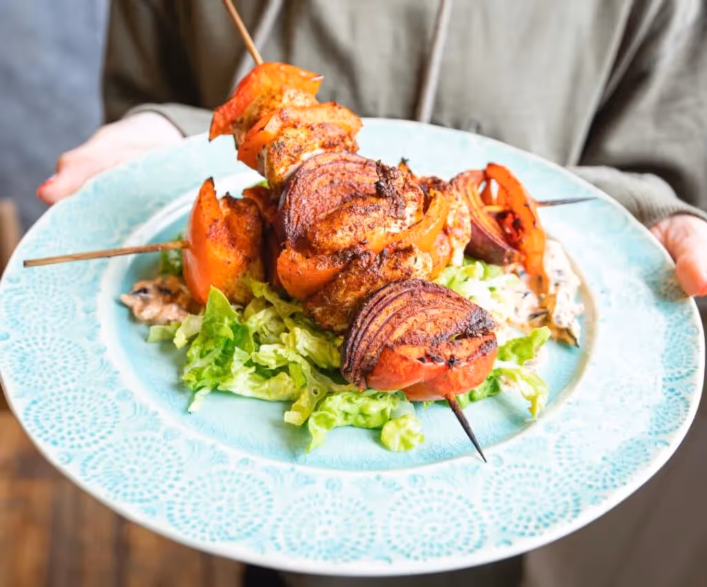 Tofu and Red Pepper Souvlaki with Smoky Yoghurt