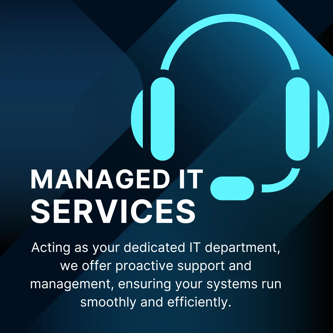 An image to show managed services at JD Virtual with a neon blue headset and microphone 