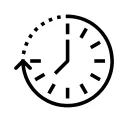 An icon of an analogue clock face with lines from 12 to 9 