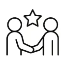 two people shaking hands with a star between them icon 