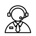 An icon of a customers service representative wearing headphones with a microphone 
