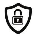 A padlock inside a shield icon 