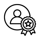 An icon to show a person with an achievement badge 