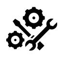 Spanner, screwdriver and cogs icon 