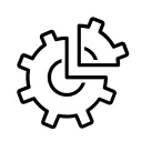 A cog with a quarter chunk cut out icon 