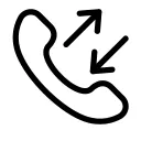 A phone handset with arrows pointing to and from icon 