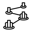 Staged charts linking together in an upward motion icon 