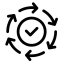 An affirmation tick surrounded by clockwise arrows icon