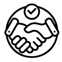 two hands shaking with a tick above them to show a good meeting icon