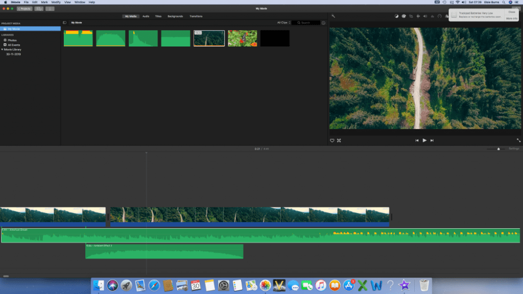 Project workspace shown in iMovie