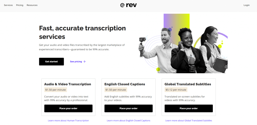 Rev speech to text Services