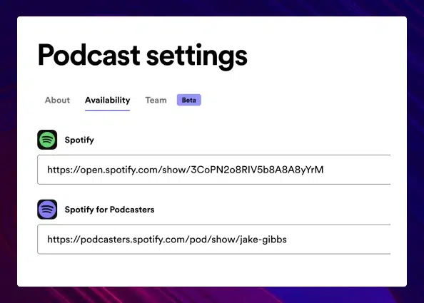 Where to add your RSS feed to your Spotify podcast.