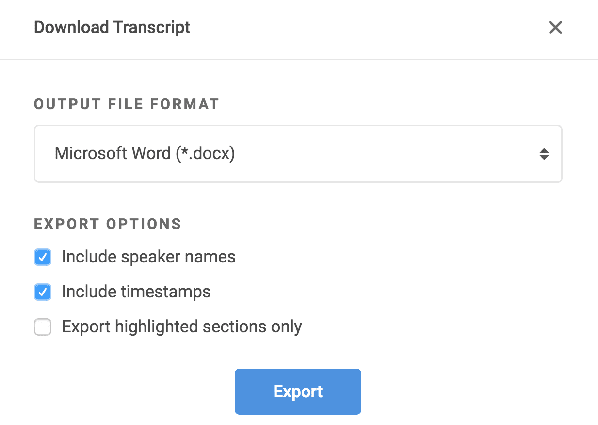 Export Transcript Timecodes