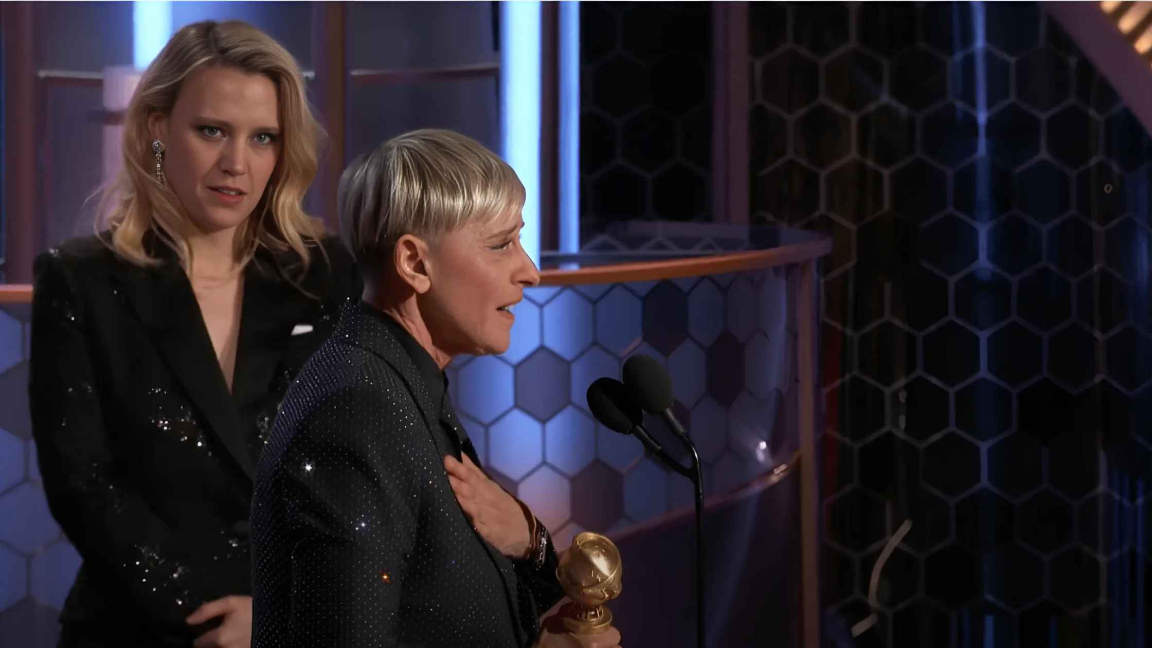 Ellen speaks to crowd.