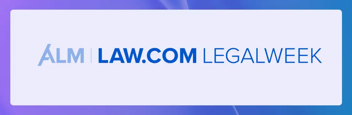 The logo for LegalWeek on a light purple background.