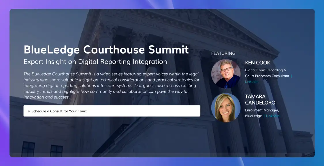 The landing page for an upcoming webinar produced by BlueLedge.
