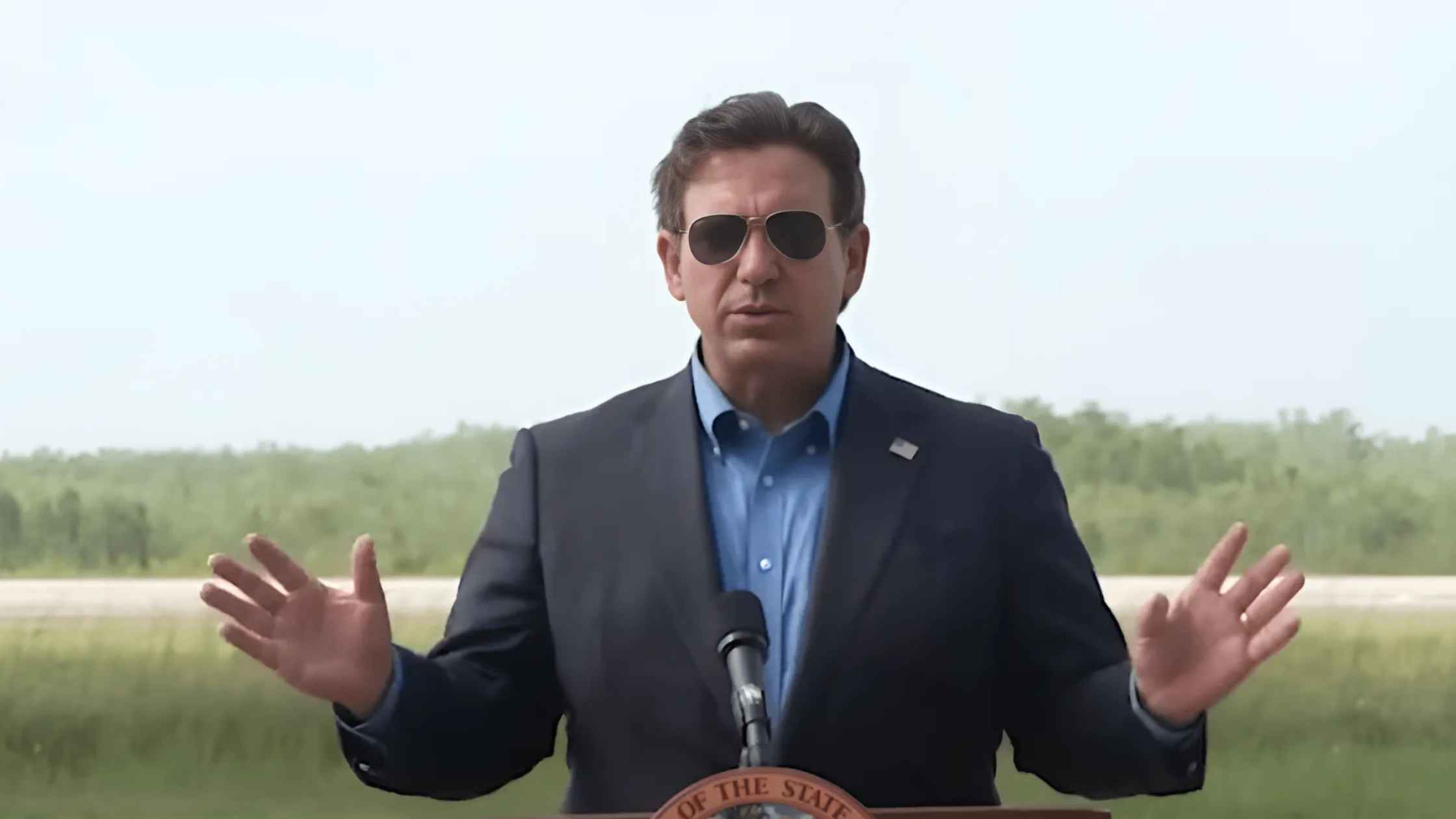 Ron DeSantis Holds a Press Briefing at "Alligator Alcatraz"