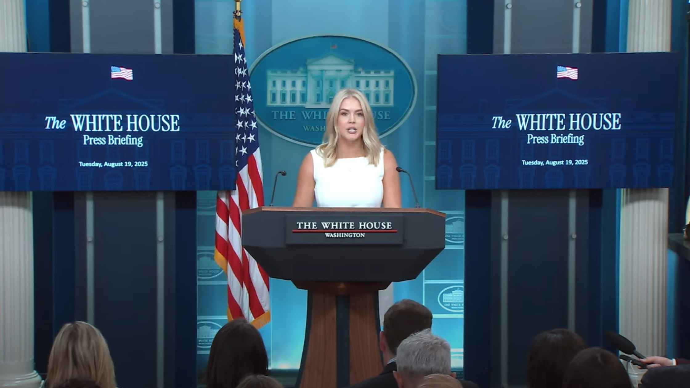 Karoline Leavitt White House Press Briefing on 8/19/25