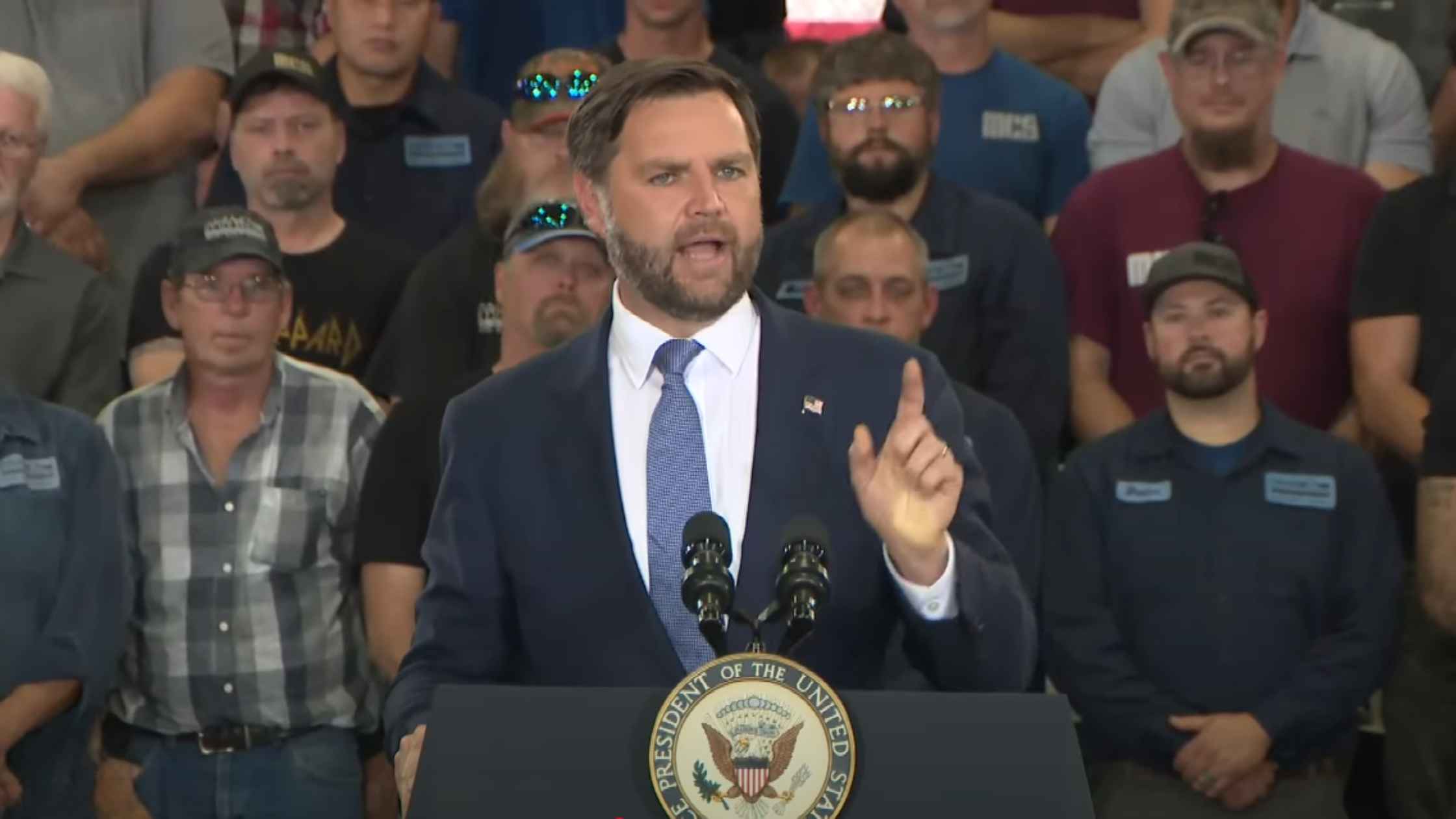 Vance Speaks at Steel Mill