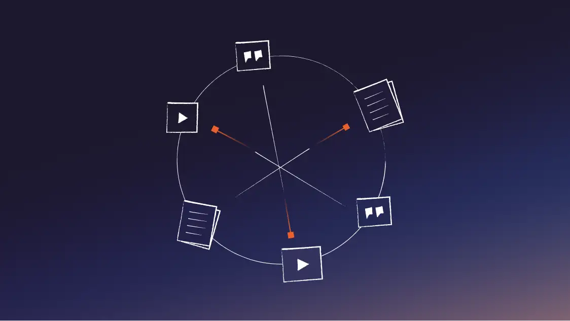 Conceptual diagram of a closed-loop AI architecture, with multiple data inputs processed in a continuous feedback loop to improve outputs.