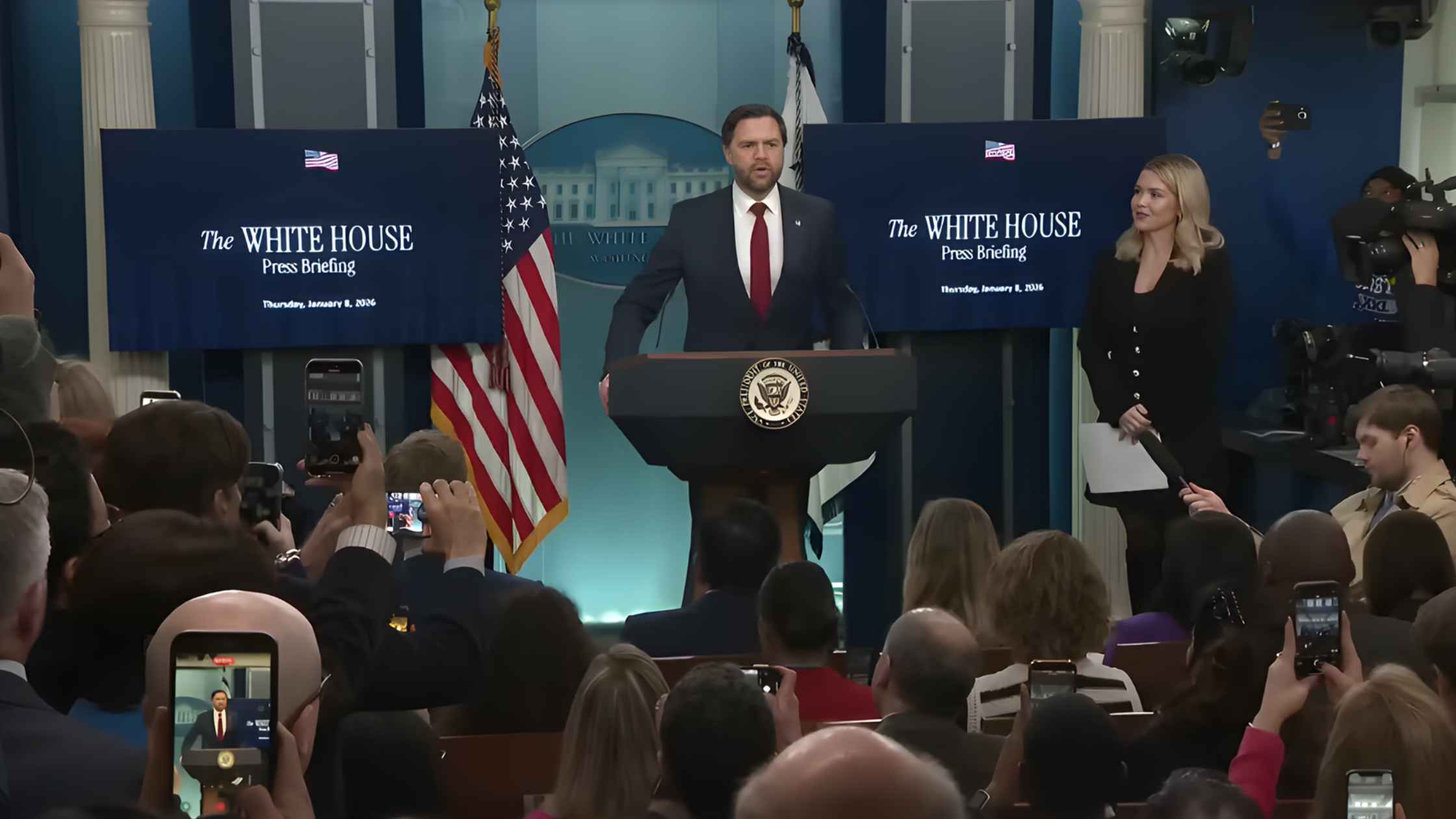 Karoline Leavitt White House Press Briefing on 1/08/26