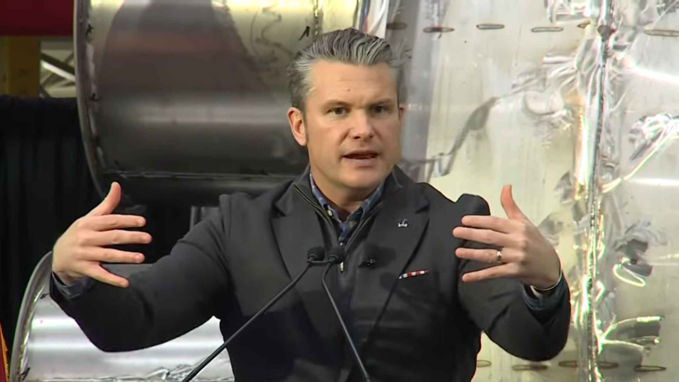 Hegseth at Bath Iron Works
