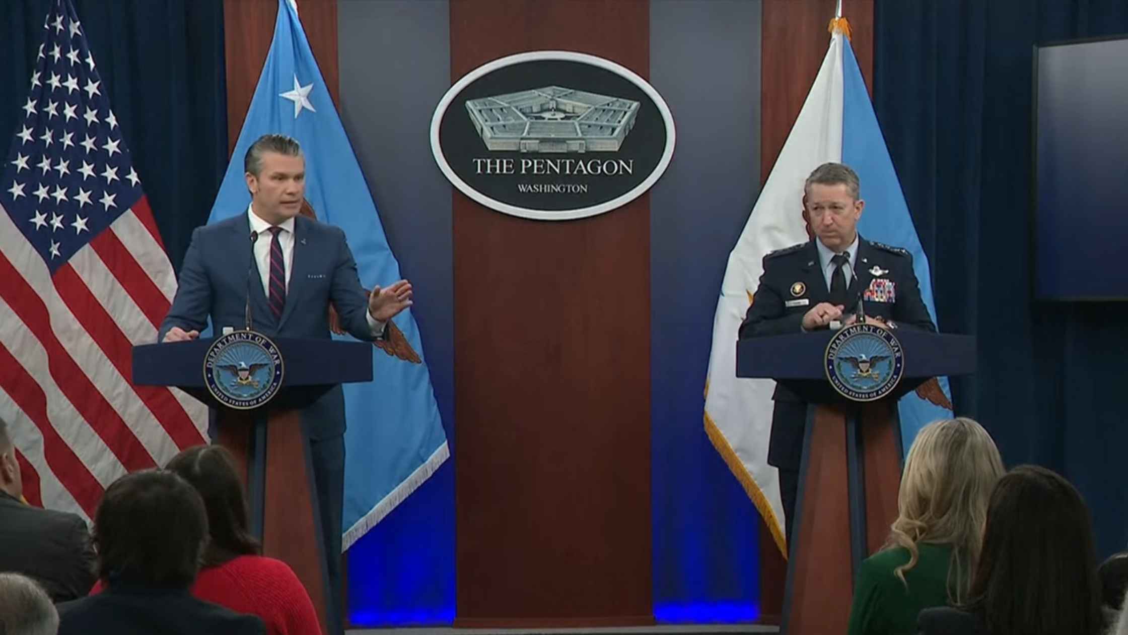 Hegseth and Caine Hold Pentagon Press Briefing on Iran War