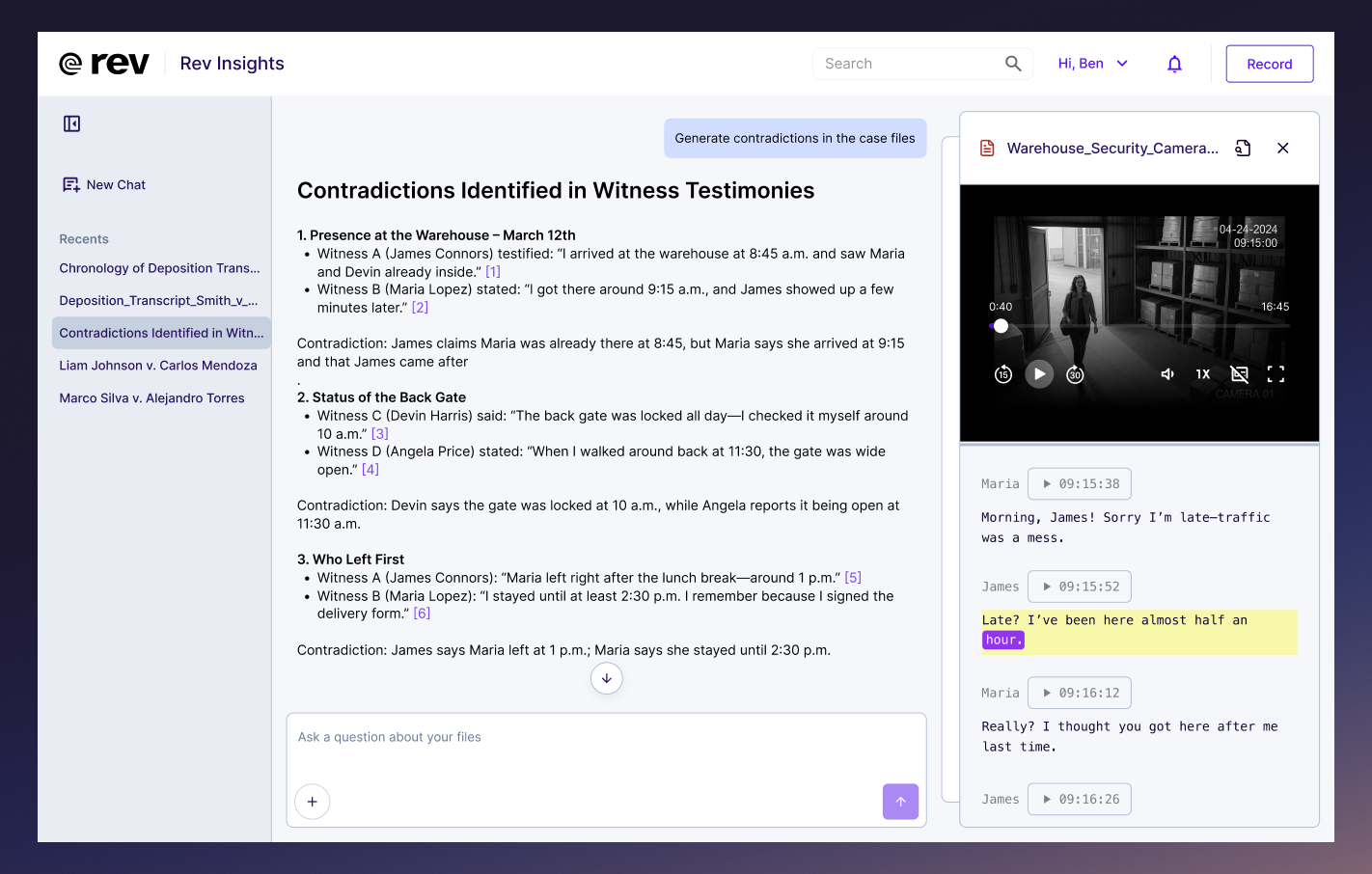 Rev Platform Transcription Screenshot