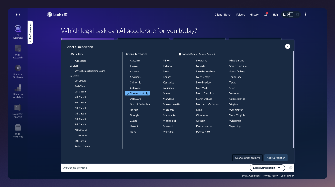 Lexis AI Platform dashboard Screenshot