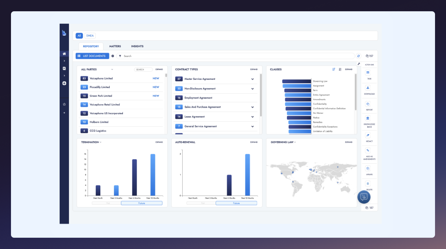 Luminance Platform contract review dashboard Screenshot