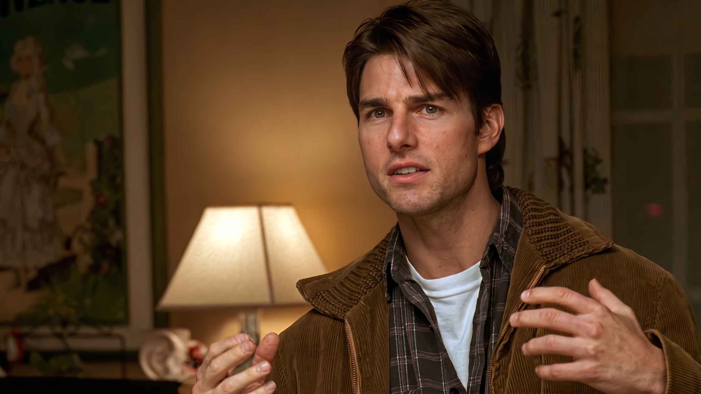 Tom Cruise's Jerry Maguire bursts into a room to win back the woman he loves.