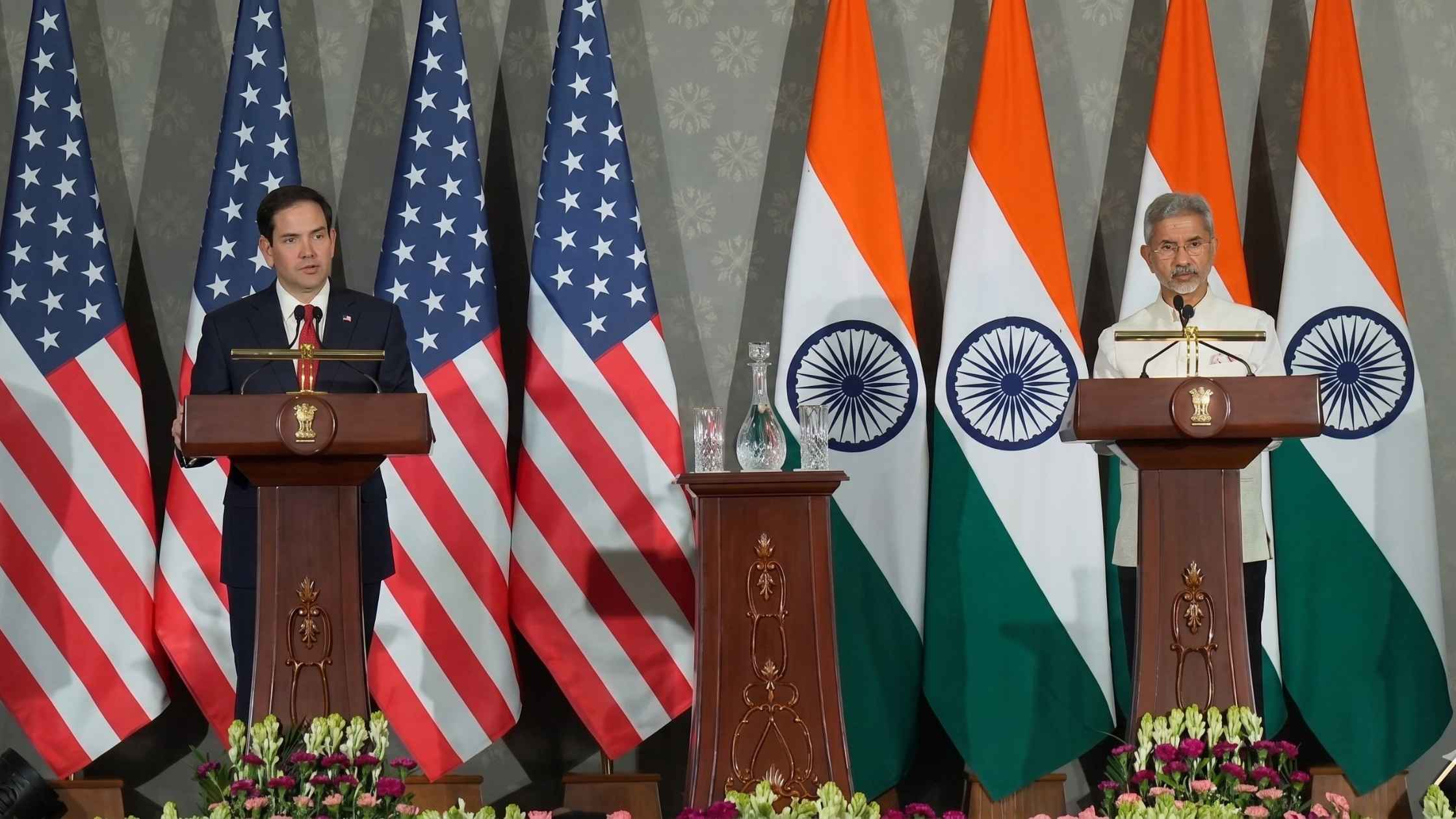 Secretary of State Marco Rubio and India’s External Affairs Minister Subrahmanyam Jaishankar hold a press conference in New Delhi.