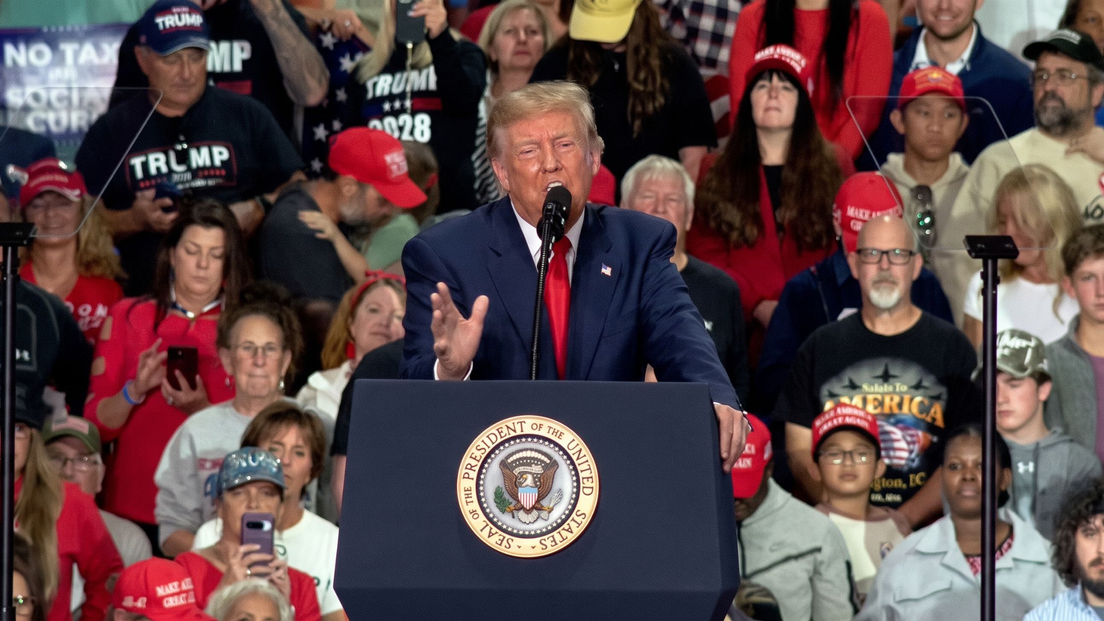 Donald Trump campaigns in Syracuse for Republican gubernatorial candidate Bruce Blakeman. 