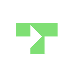 Green arrow pointing right formed by geometric shapes on a white background.