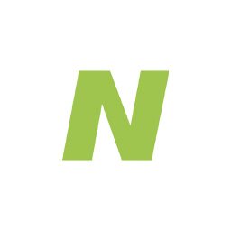 Green capital letter N on a white background.