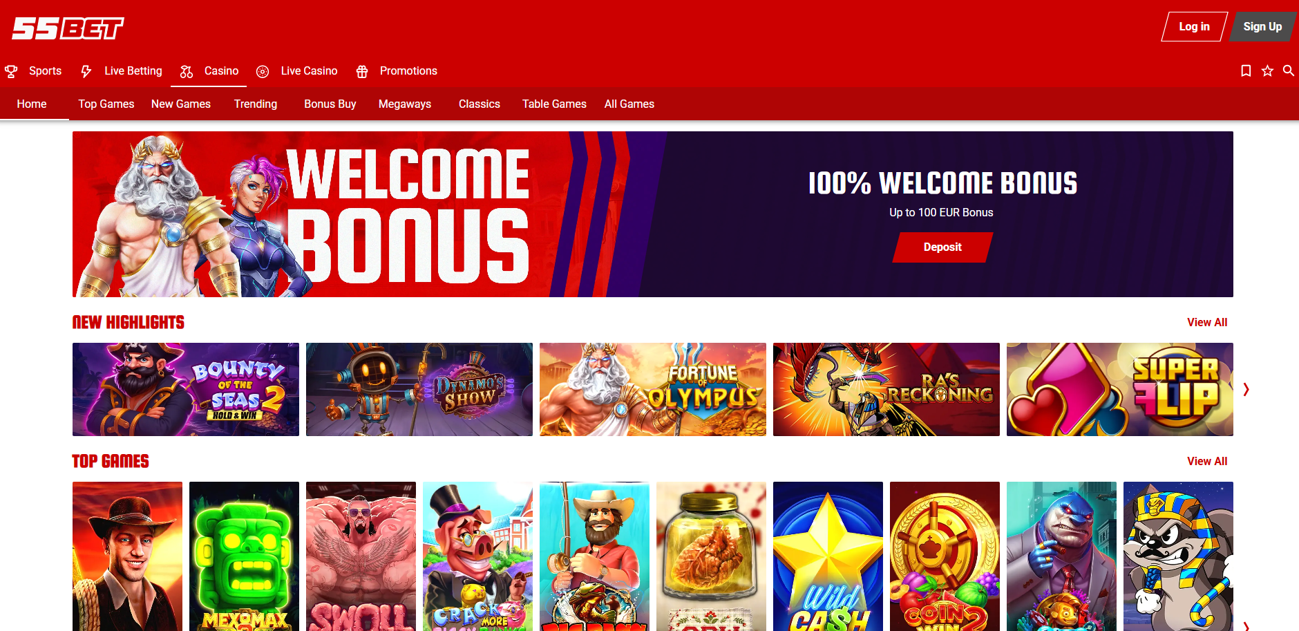 55bet-casino-lobby-screenshot