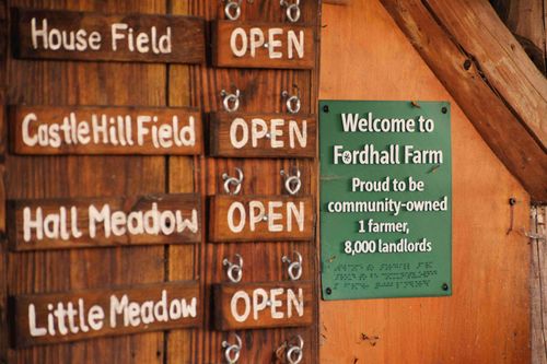 'Welcome to Fordhall Farm' braille trail sign