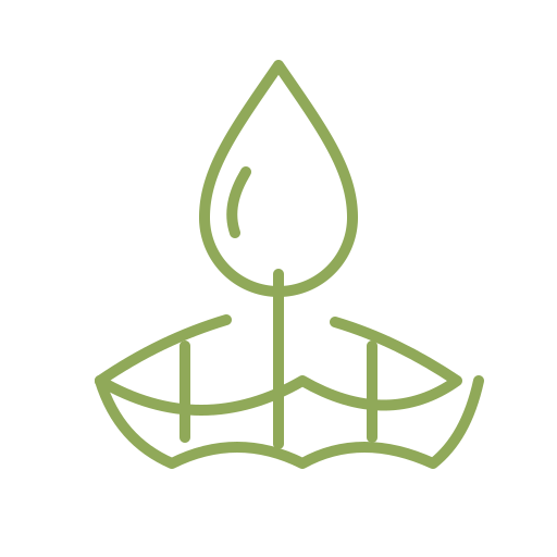 Grüne stilisierte Illustration mit einem Tropfen über einem welligen Gitter.